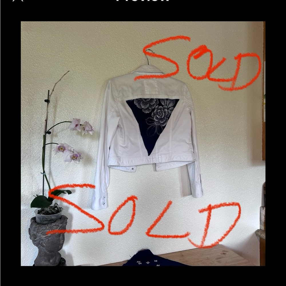 ***SOLD***Loft White jean jacket size 8 custom